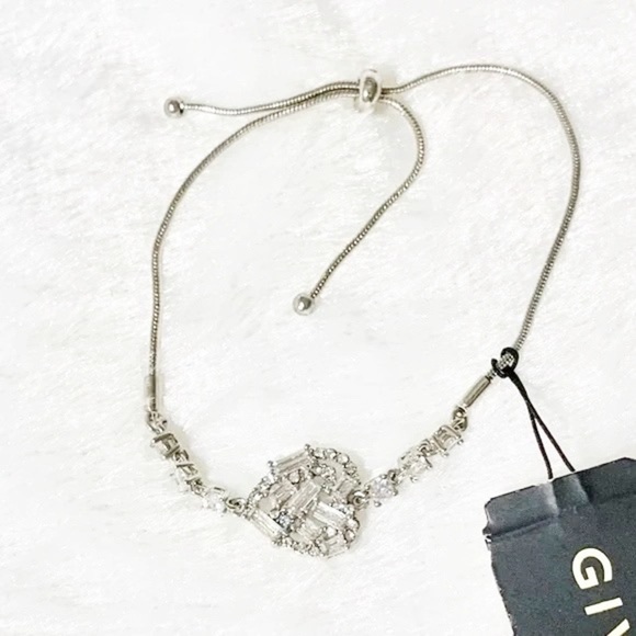 - NWT Givenchy silver toned cubic zirconia heart slider bracelet ๐๐๐ - Picture 2 of 7